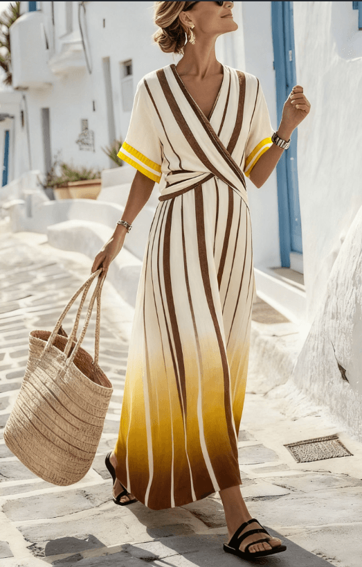 Women's Large Loose Striped Print Dress