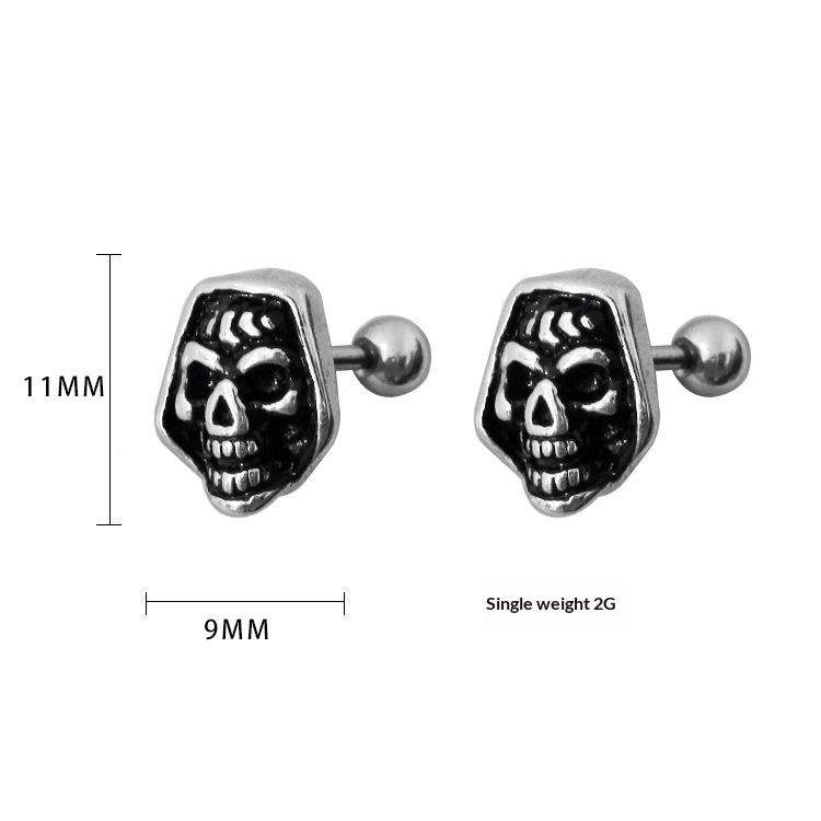 Creative Fashion Stainless Steel Skull Stud Earrings