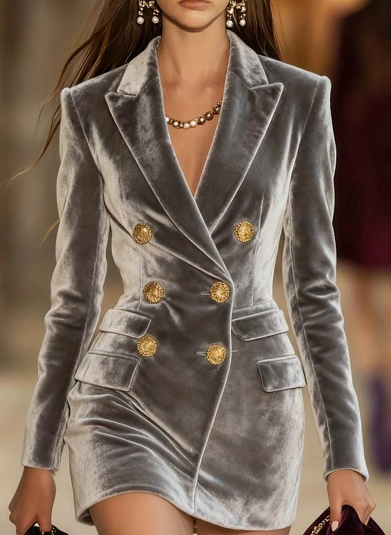 Button-down Elegant Long-sleeved Dress