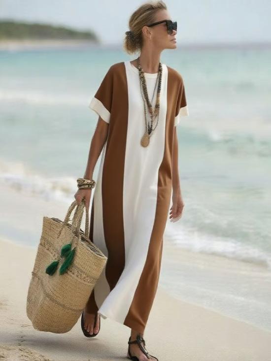 Women's Fashion Casual Round Neck Short Sleeve Dress