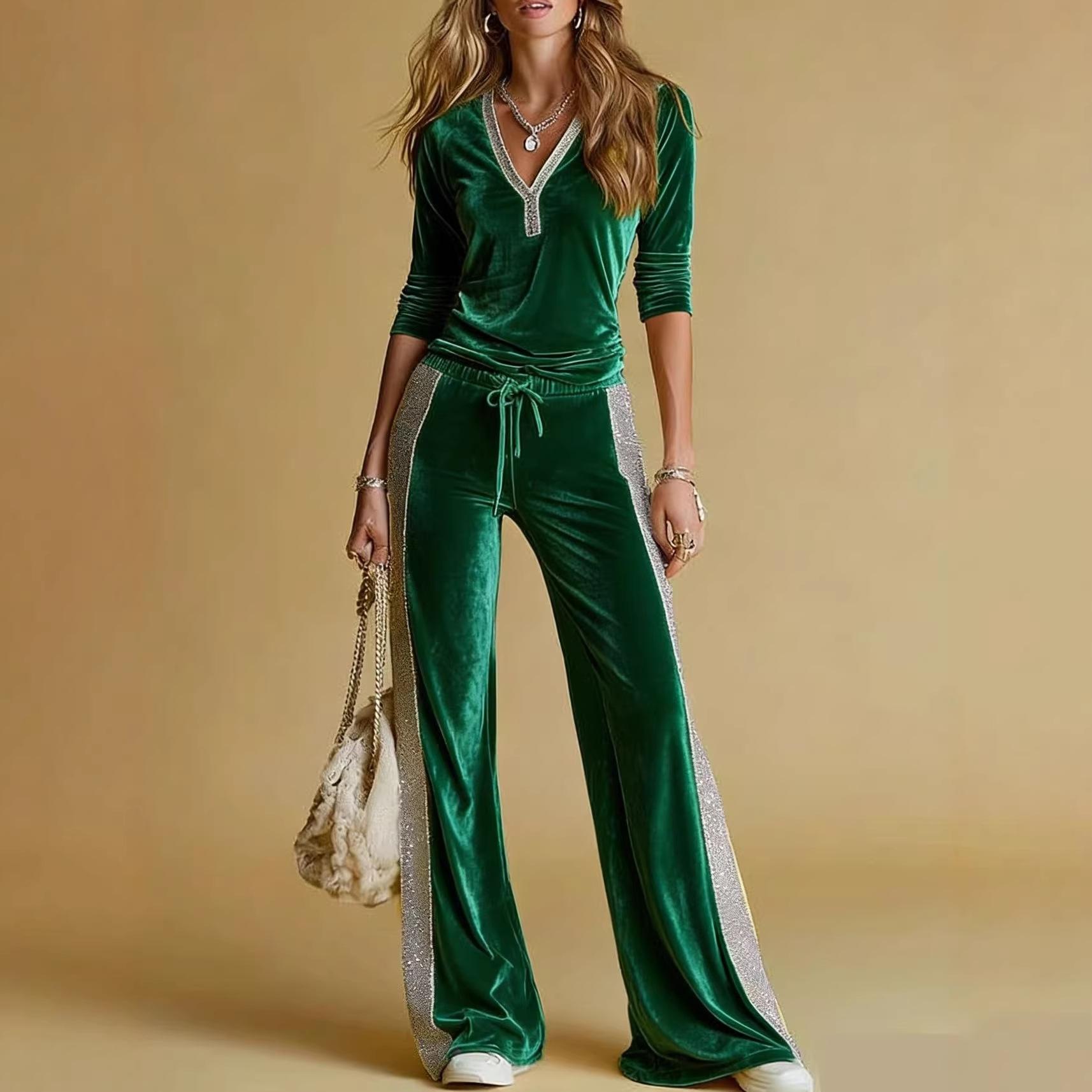 Womens High-end Velvet Casual Suit