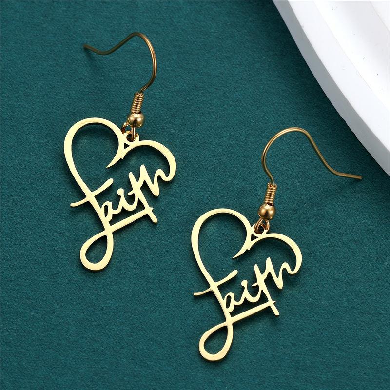 Golden Stainless Steel Heart Earrings