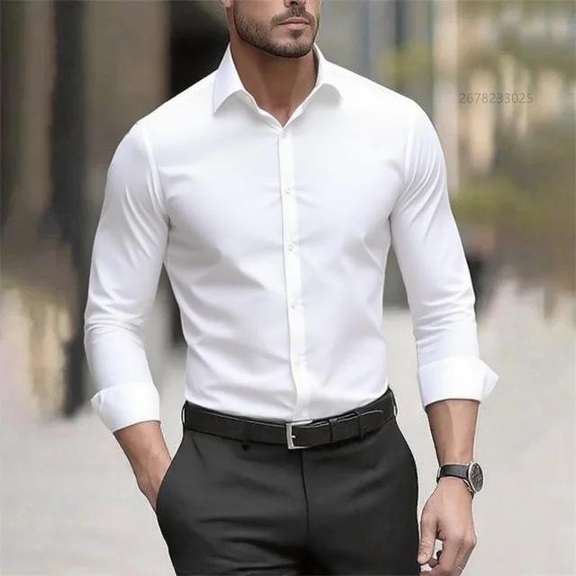 European And American Men's Business Long-Sleeve Wrinkle-Resistant, Non-Iron Casual Shirt