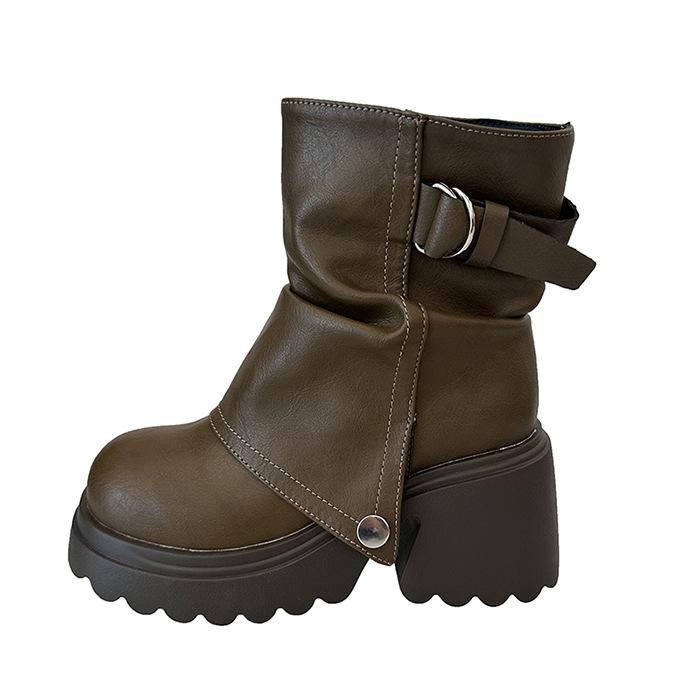 Chunky-heeled Fashionable Platform Ankle Boots