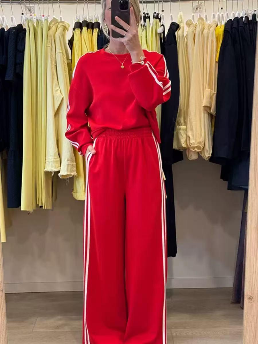 All-match Side Striped Casual Suit Pocket Two-piece Set