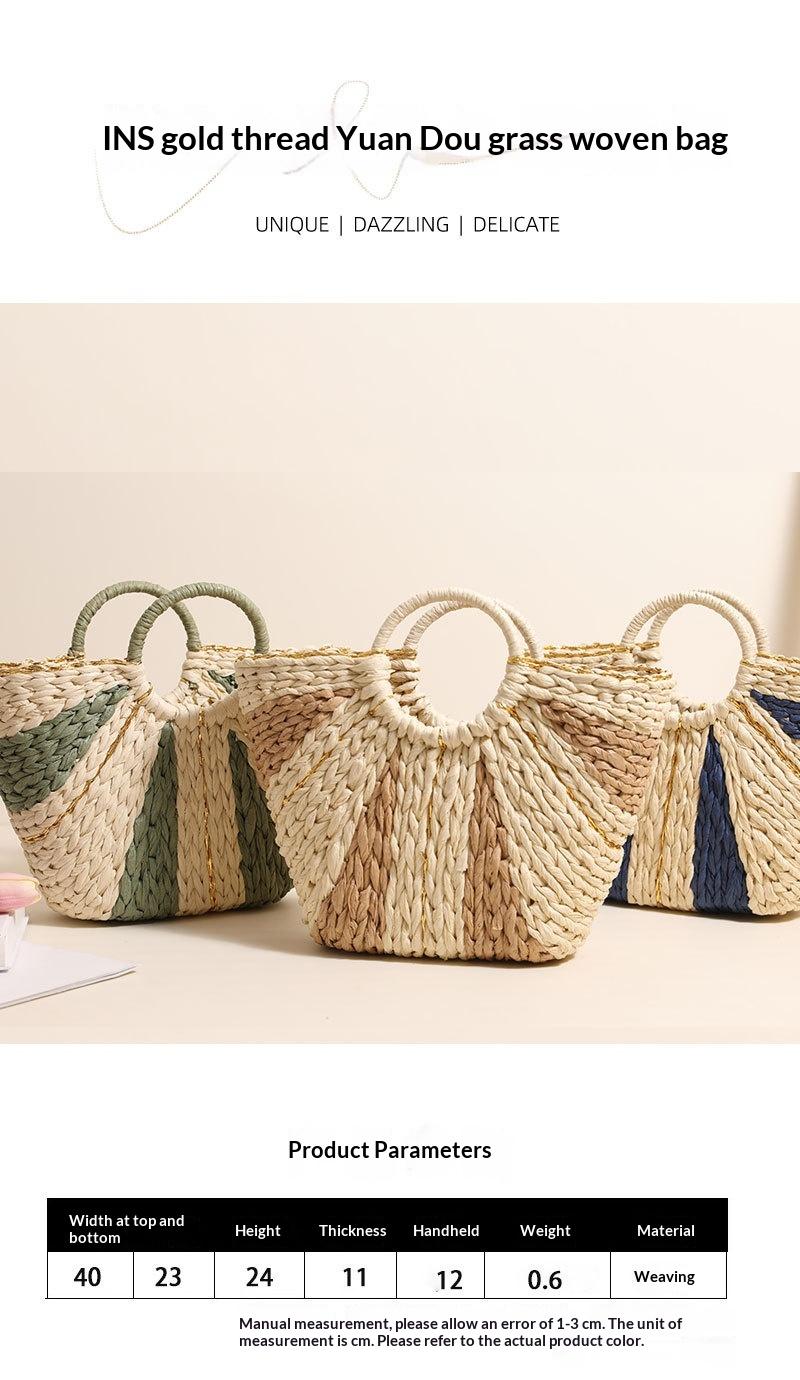 Fresh-style Large-capacity Handheld Straw Woven Bag