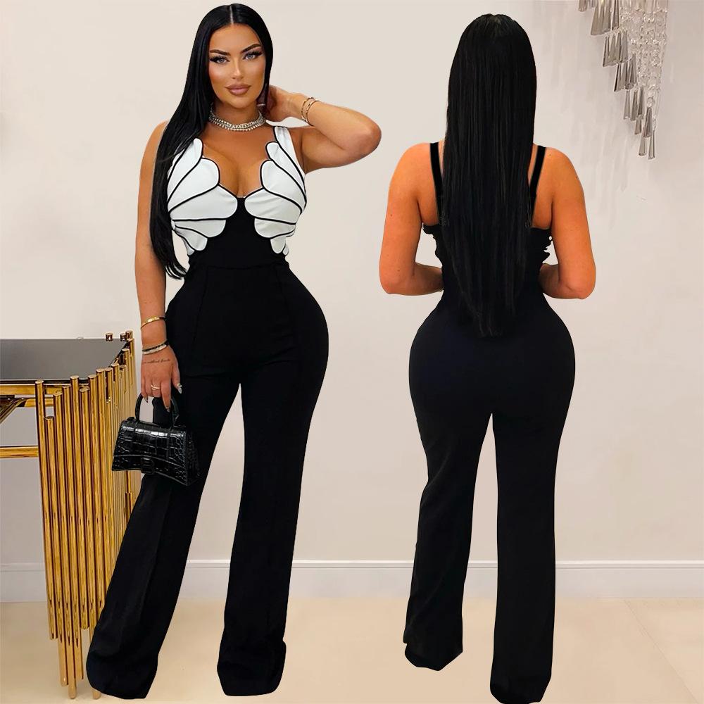 V-neck Sleeveless Slim-fit Jumpsuit Fashionable Womens Wear