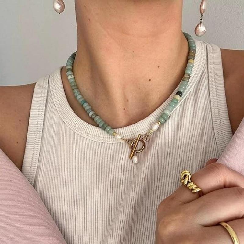 Turquoise Natural Stone Pearl Necklace