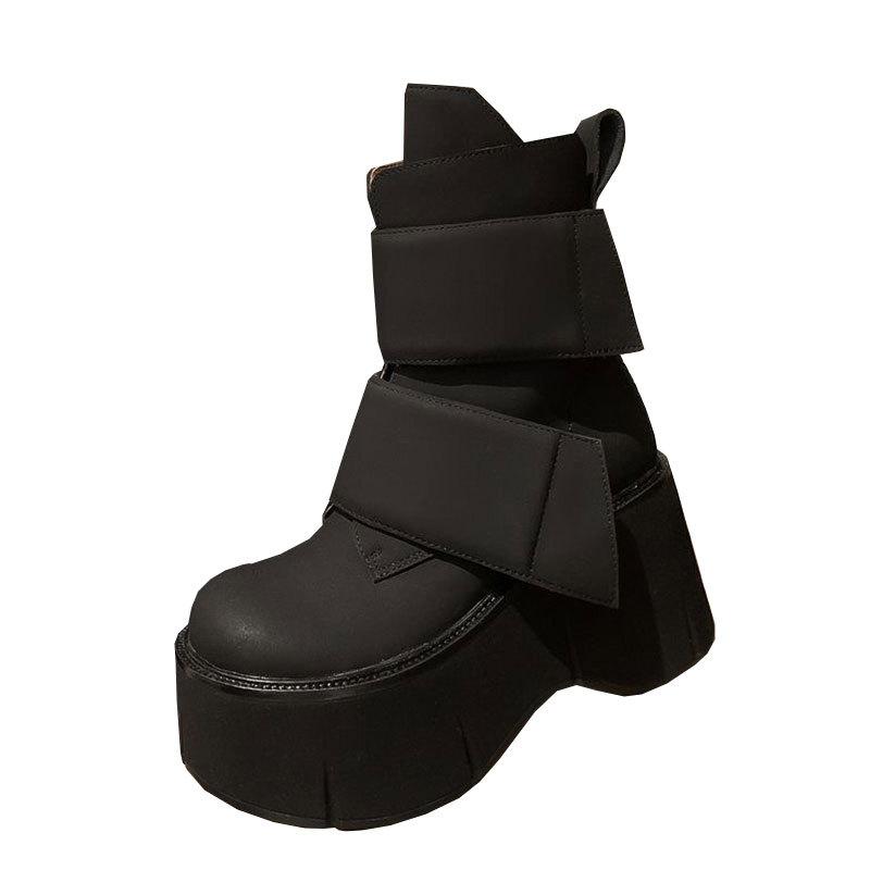 Womens Preppy-Style Velcro Height-Boosting Boots