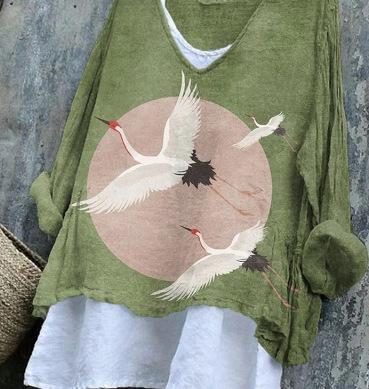 Women's Floral Loose Printed Casual Long Sleeve