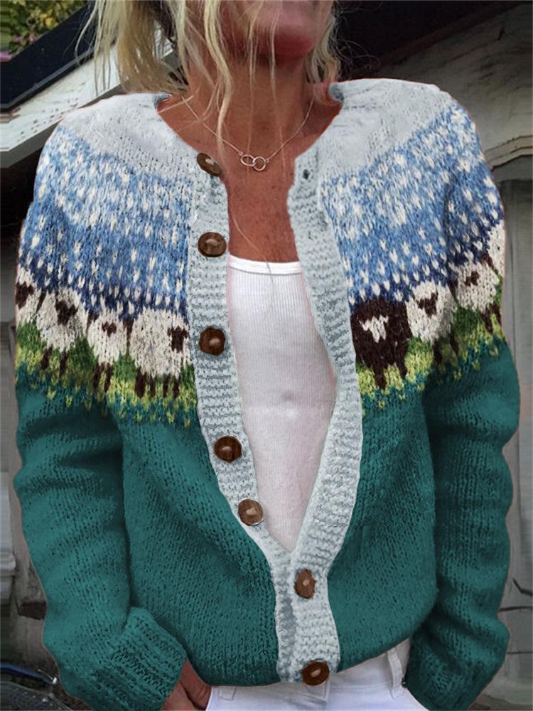 3D Digital Printing Cardigan Knitted Coat