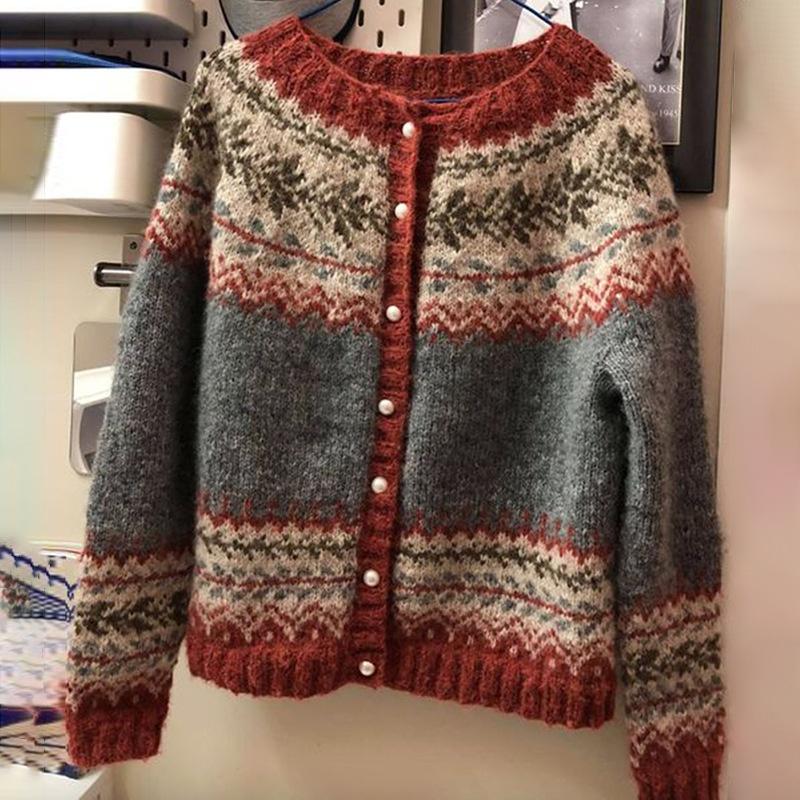 Digital Printing Cardigan Knitted Coat