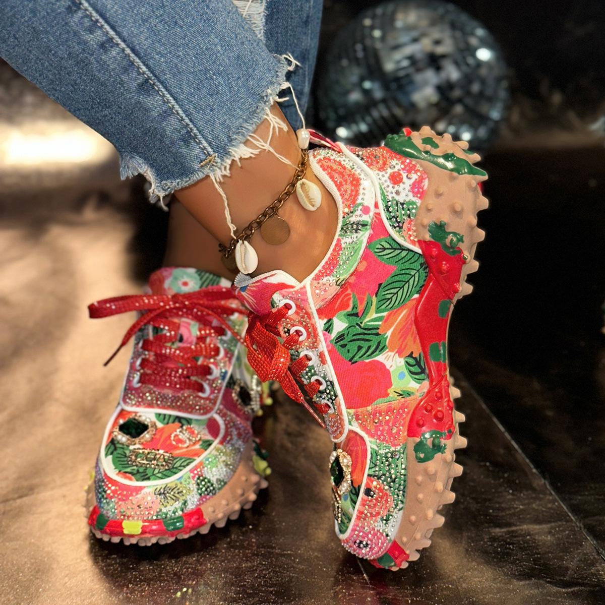 Rhinestone Durian Shoes Womens Casual Sneakers