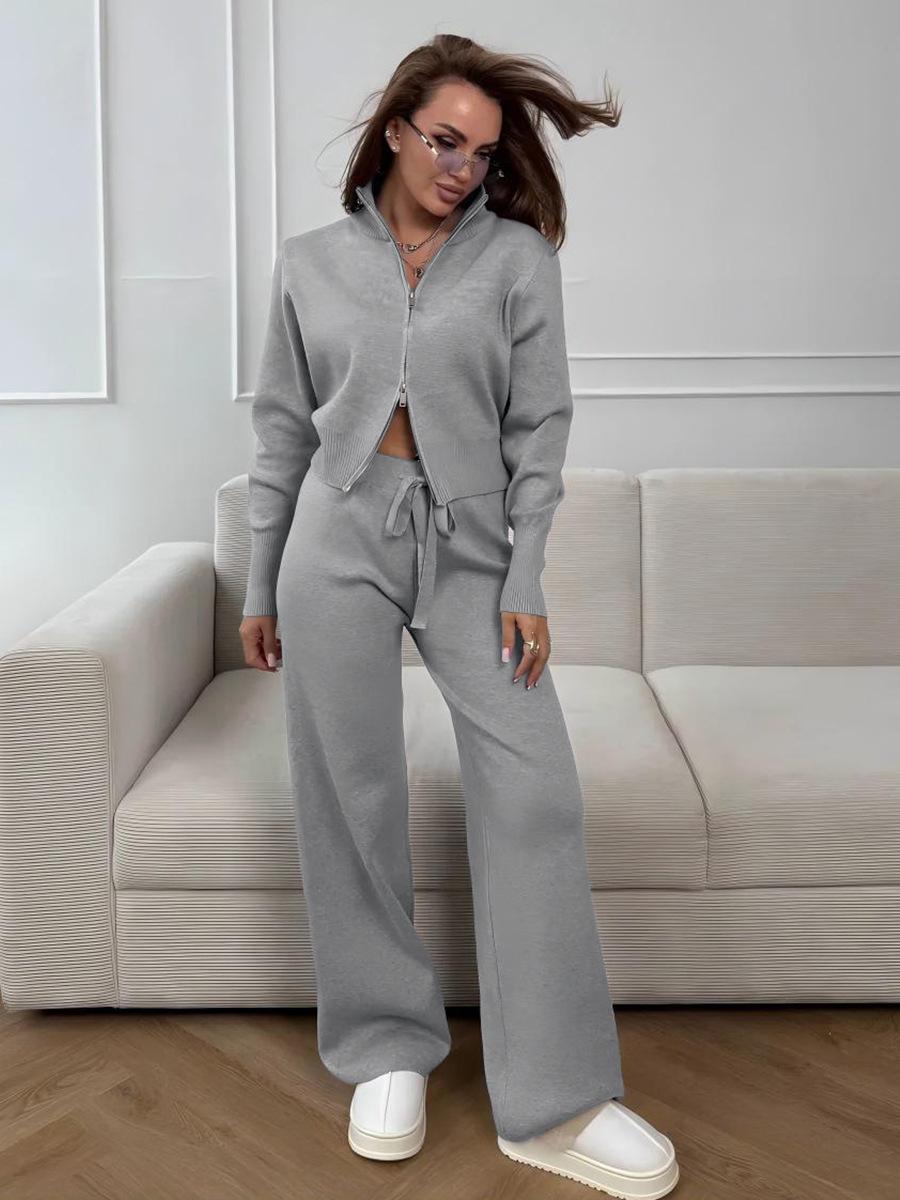 Temperament Commute Zipper Knitting Suit