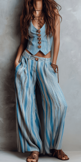 Bohemian Striped Two-Piece Set