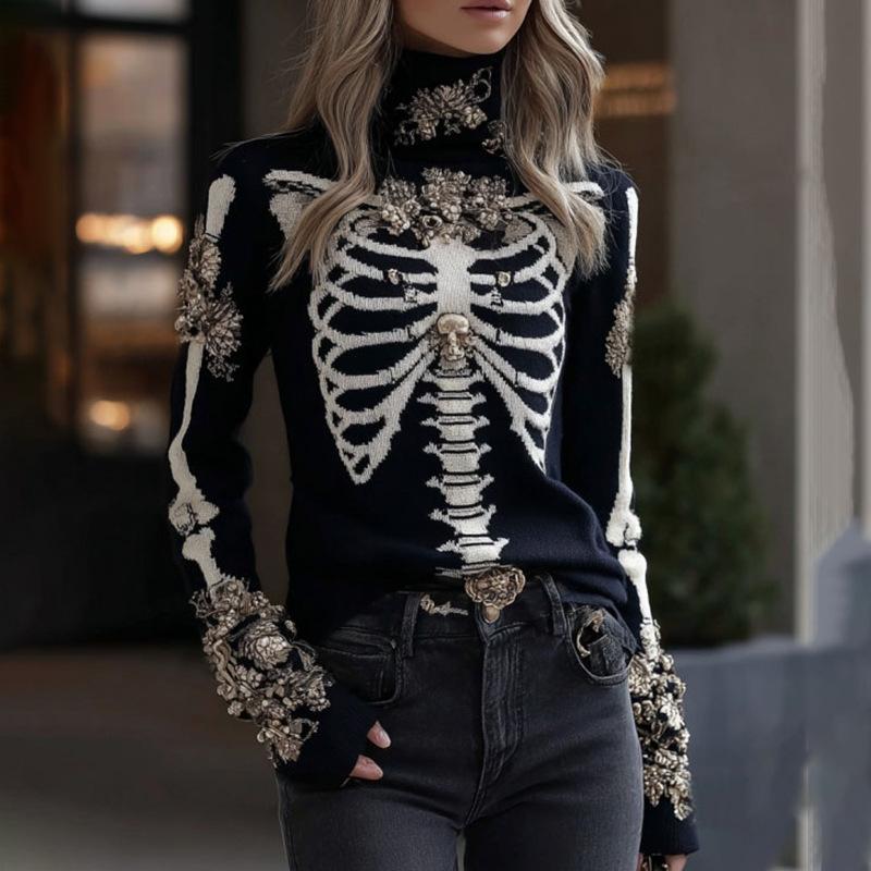 Womens 3D Digital Print Loose Crew-Neck Sweatshirt