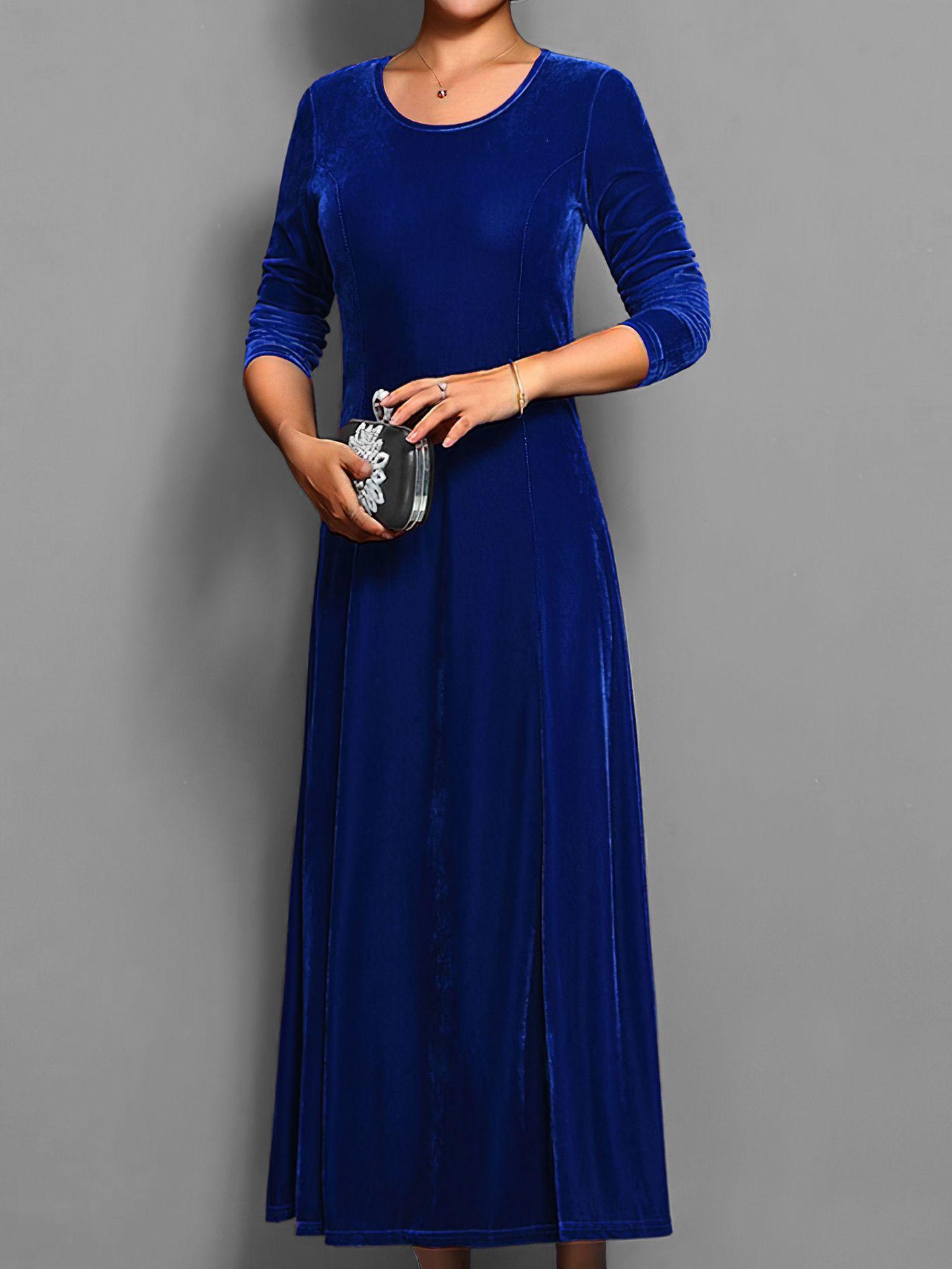 Women's Solid Color Velvet Dress