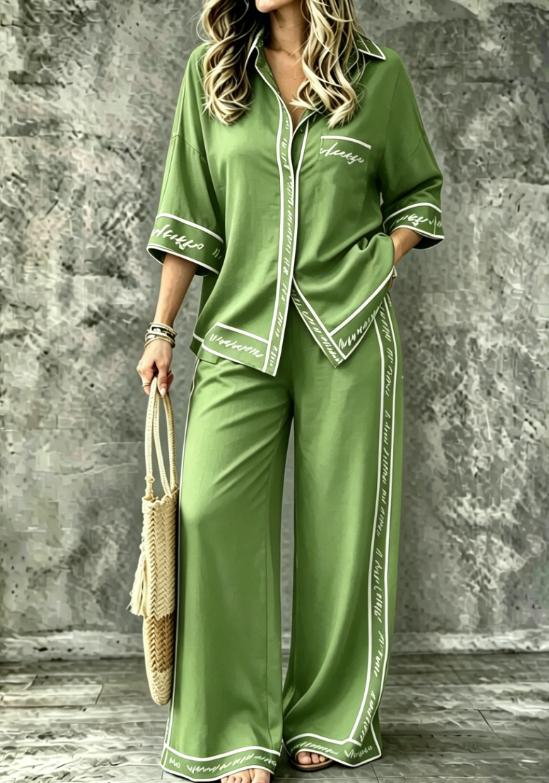 Spring Summer Womens Shirt Set With Digital Print