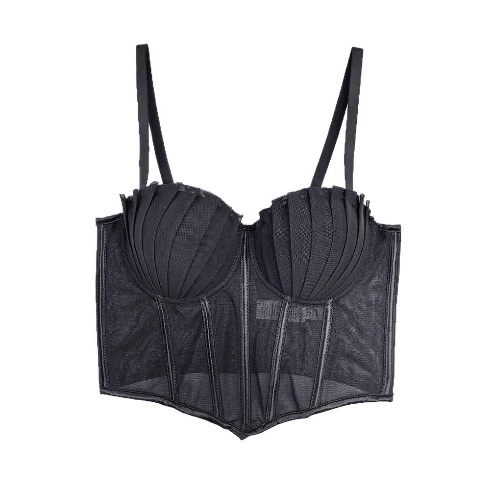 Irregular Pleated Body-hugging Strapless Outerwear Boned Corset