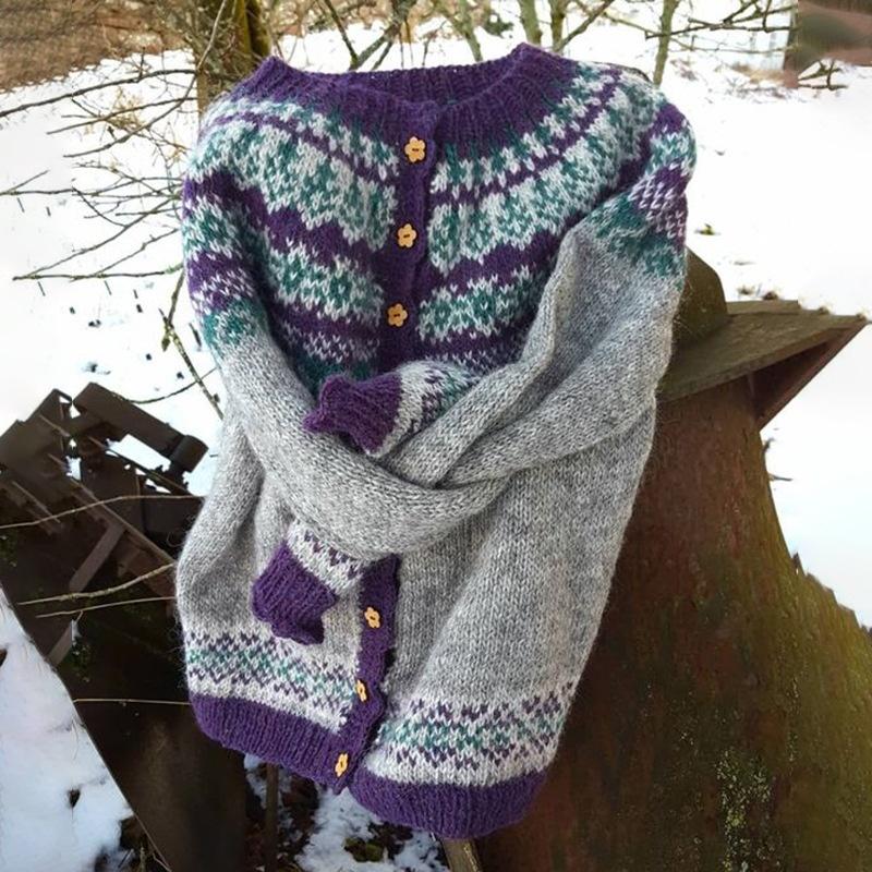 Digital Printing Cardigan Knitted Coat