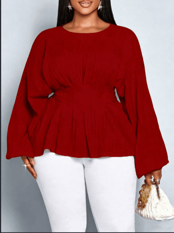 A Lace-up, Drawstring, Lantern-sleeved Top