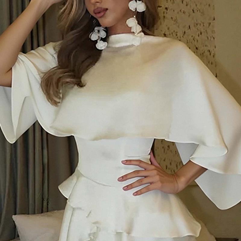 Women's Polyester Sleeveless Pure Color Ruffles Skirt
