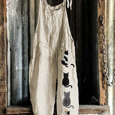 Sweet Little Print Retro Wide-leg Women's Jumpsuit