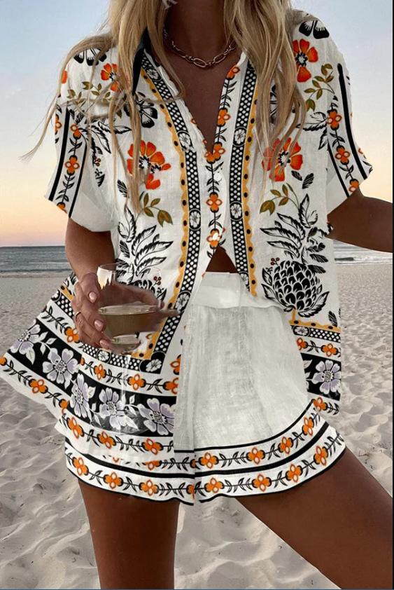 Digital Printing Top Women's Suit Two-piece Set