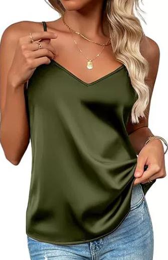 New Women's Silk Adjustable Spaghetti Strap Tank Top Loose