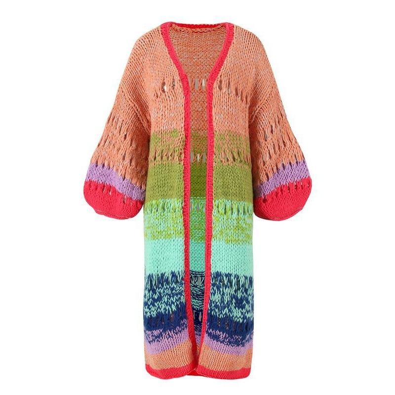 New Womens Colorful Crocheted Knit Top