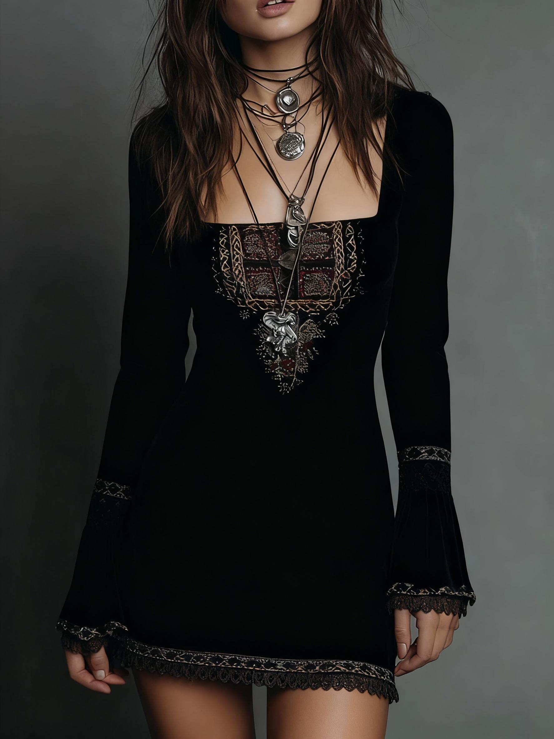 Women's Long-sleeved Short Dress