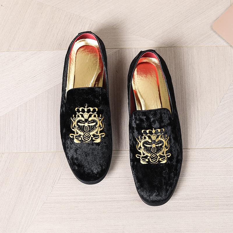Mens Embroidered Shoes Slip-on Loafers Summer Style