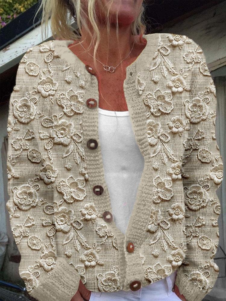 Digital Printing Cardigan Knitted Coat