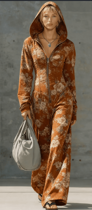 Fashionable Leisure Women's Long-Sleeved Hooded Jumpsuit