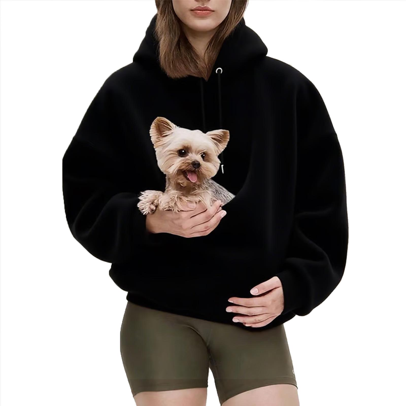 Casual Hoodies Kangaroo Dog Pet Holder Carrier Big Pouch Pocket Pullovers Sweatshirt Animal Pouch Hood Sweatshirts