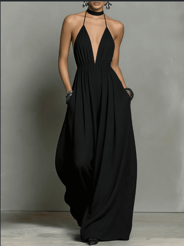 2026 Spring And Summer Loose Neck Wide Leg Jumpsuit