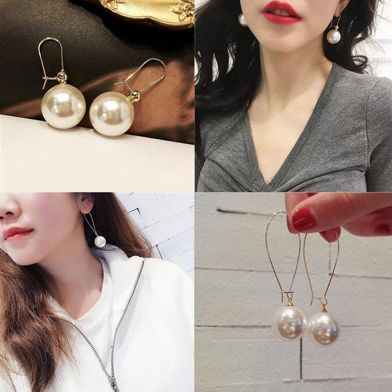 Large Pearl Silver Pearl Ear Clips For Women