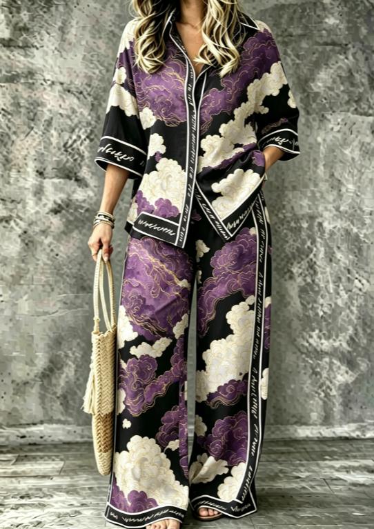 Spring Summer Womens Shirt Set With Digital Print