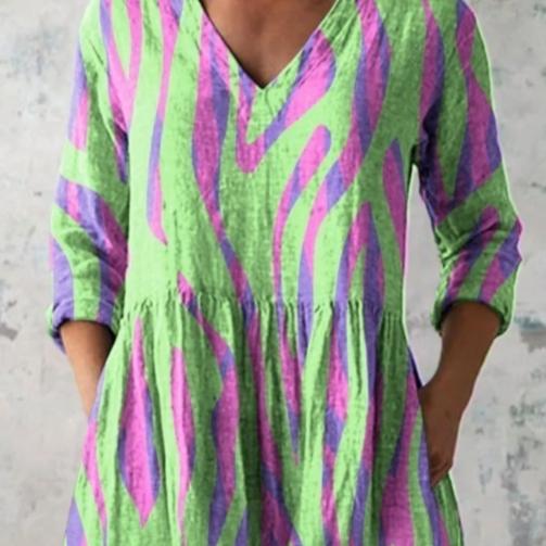 Printing European And American Summer City Casual V-neck