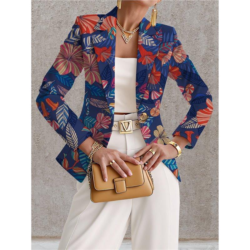 Navy Blue And White Polka-Dot Womens Blazer