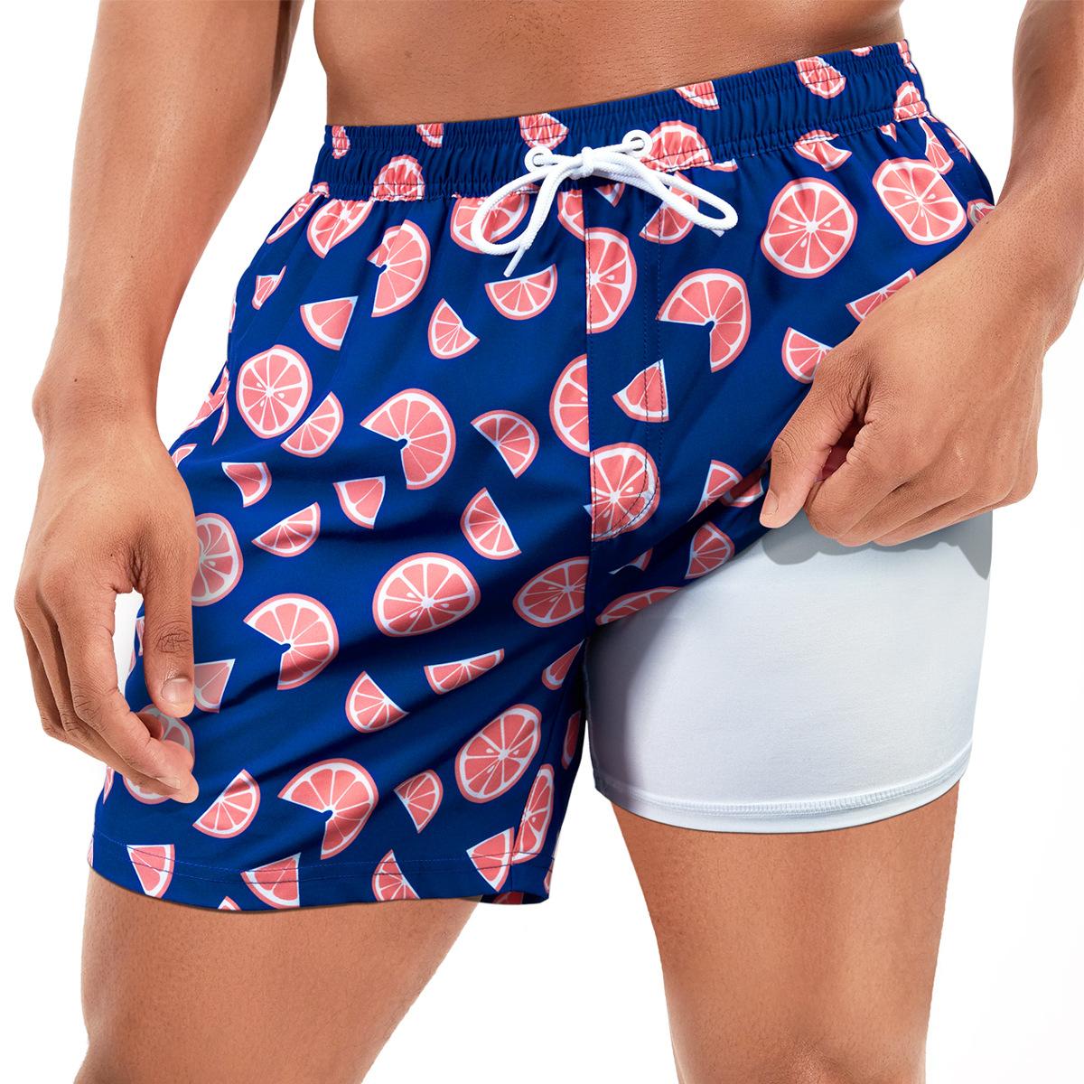 European And American Swimming Trunks Beach Pants Two-in-one Men's Anti-embarrassment