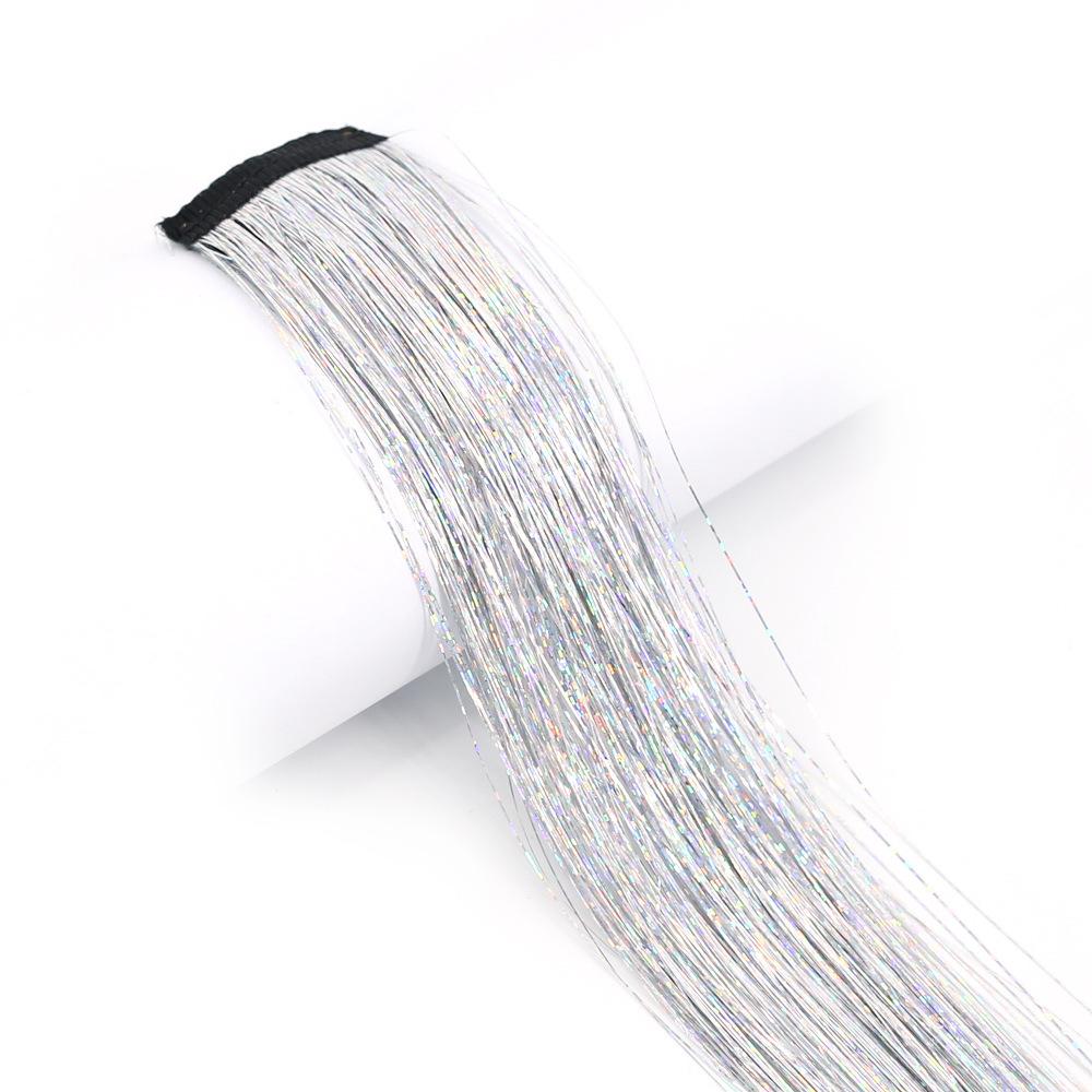 BB Clip-in Golden-Thread Wig Shimmering Rainbow Hair Extensions