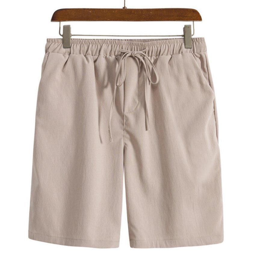 Cotton-linen Shorts Japanese-style Solid-color Casual Drawstring Beach Pants For Men