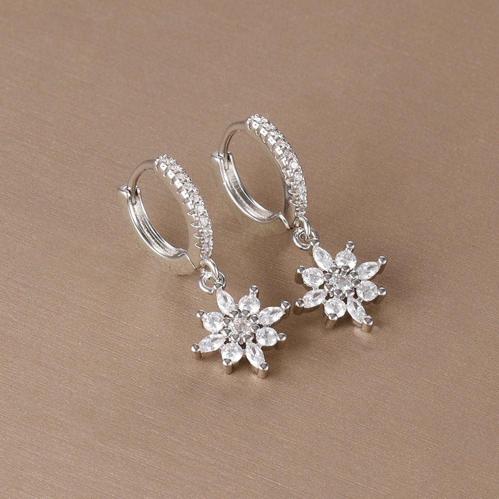Zircon Full-diamond Flower And Star Earrings