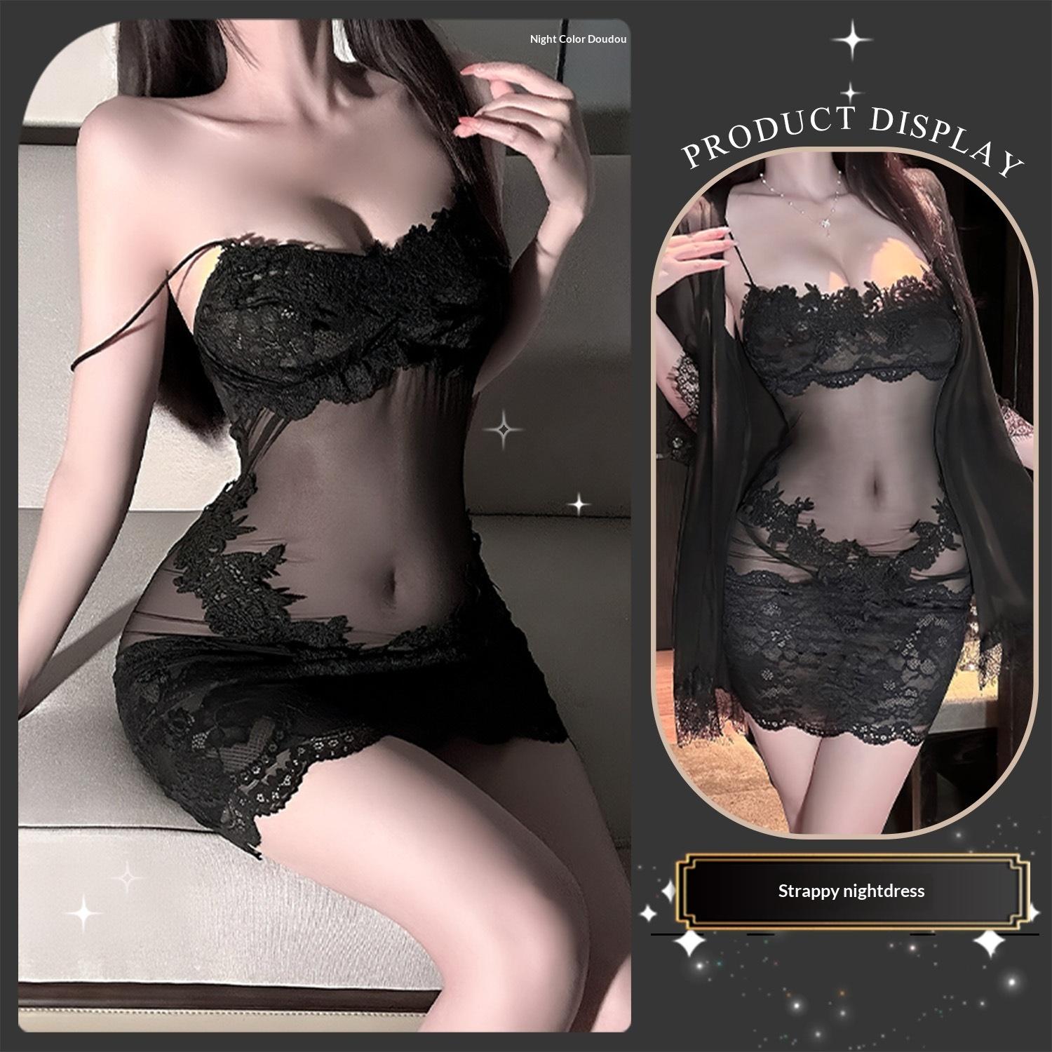 Black lace camisole / L