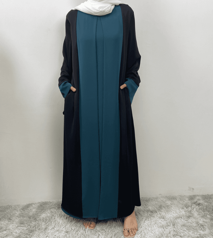 Loose-fitting Long Cardigan-style Patchwork Faux Two-piece Dress