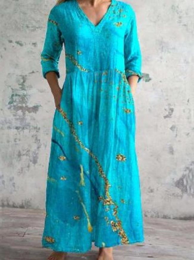 Casual Women's Floral Print Medium Dress