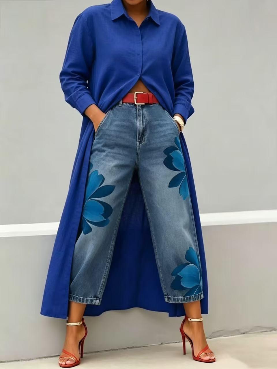 Loose Comfortable Versatile Printed Wide-leg Trousers
