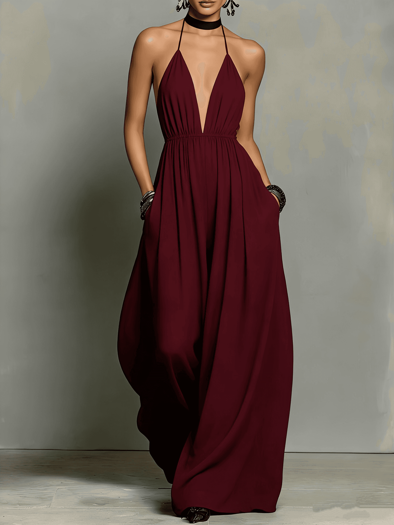 2026 Spring And Summer Loose Neck Wide Leg Jumpsuit