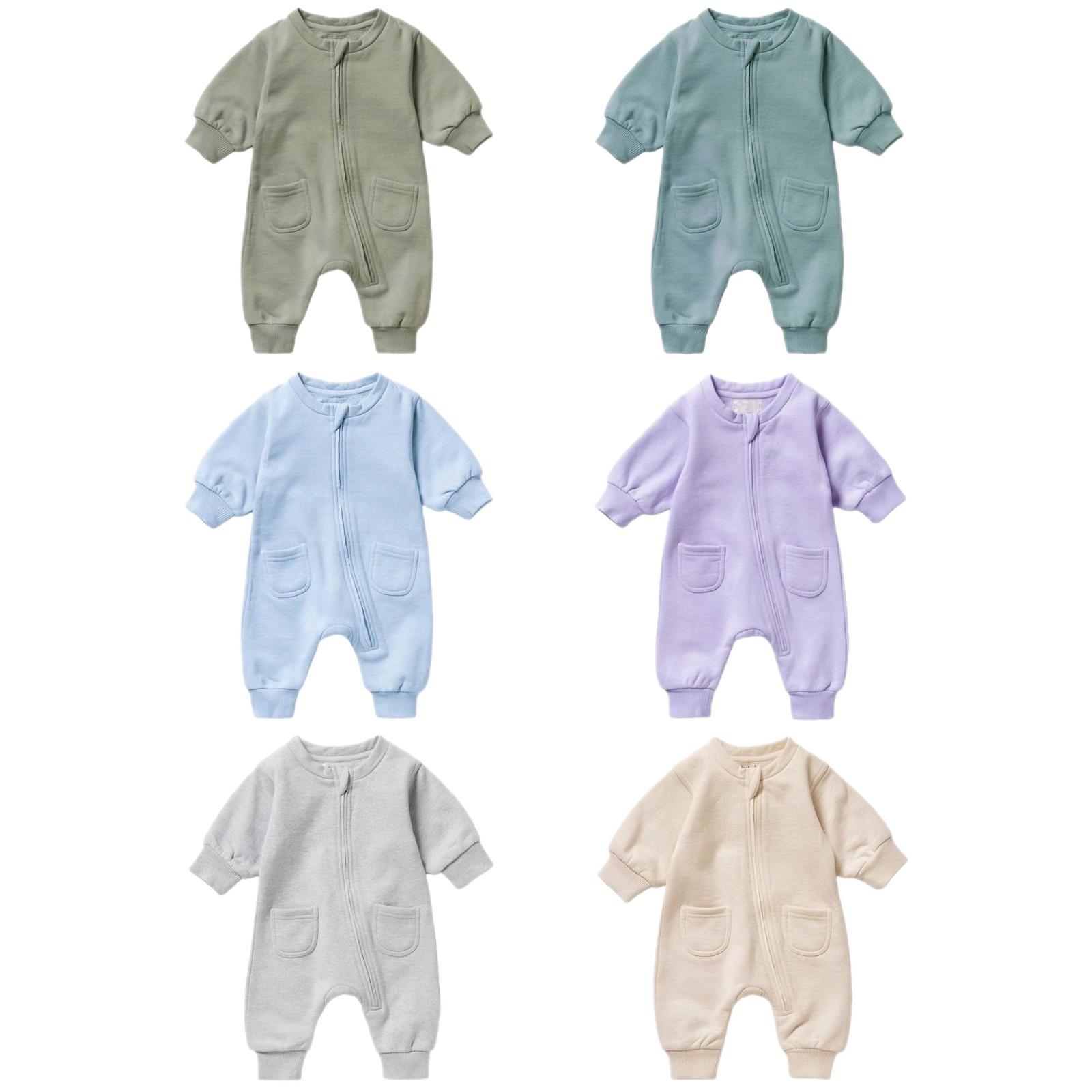 Spring Autumn Solid-color Long-sleeve Baby Onesie